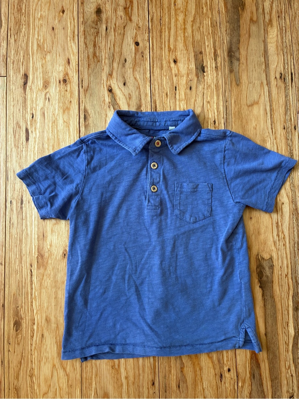 Mini Boden Boy's Short Sleeve Slub Polo Shirt Blue Size 4-5Y